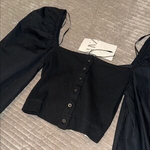 Zara Crop Top with Puffy Long Sleeves